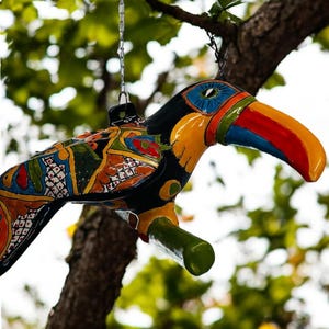 Ex Large Talavera Toucan. High Quality Talavera. Hanging Colorful Bird. Handmade Talavera Pottery .  Ceramic Yard Art. Garden decor