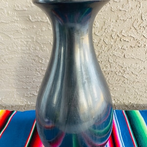 Elegant Barro Negro Vase.  Made in Mexico. Black Clay. Oaxaca Handmade