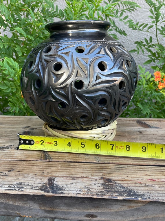 LARGE Beautiful Handmade Hand Carved Barro Negro Luminaria. Made