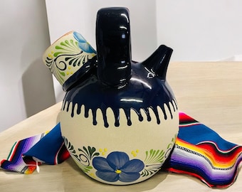 Handcrafted Terracotta Water Jug: Mexican Botellon With Cup - Etsy