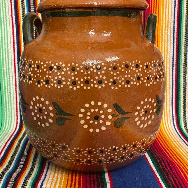 6.5 L Large Mexican  terra-cotta clay pot with lid / Olla de Barro
