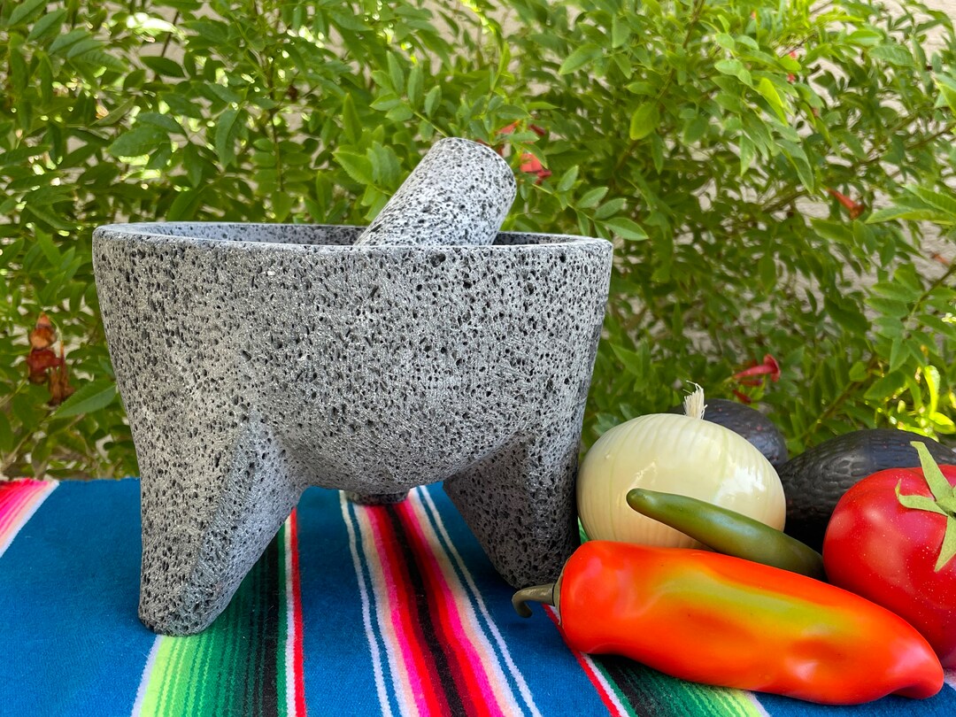Hecho En México Made in Mexico Molcajete 100 Volcanic Rock. Mortar and