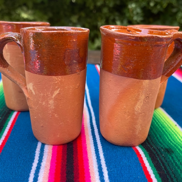 Set of 4, Mexican Clay tequila shooter / shot glasses/ jarritos / espresso cup