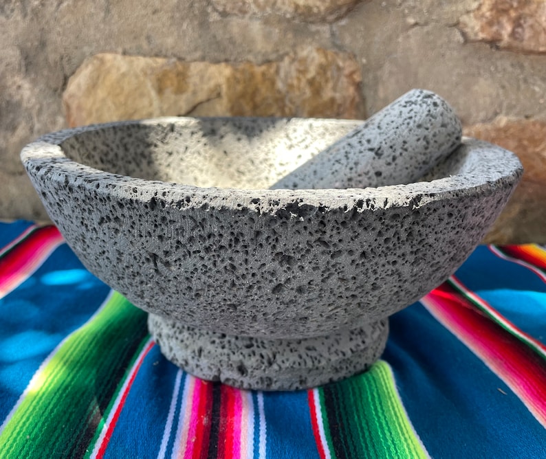 10 in Made in Mexico Molcajete Tazon 100 Volcanic Rock. Mortar and