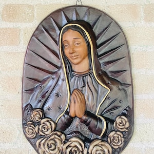 Large Barro Virgin of Guadalupe Wall Art, Catholic Decor, Virgen María de Barro, Virgen Morena, la Guadalupana, Virgen de Guadalupe,