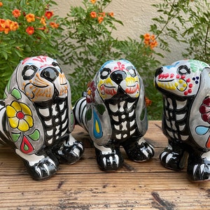 Talavera Winnie Dog / Sugar Skull  Dachshund Dia de los Muertos Dachshund Talavera Figurine / Day of the Dead / Skeleton Dog / Weenie Dog