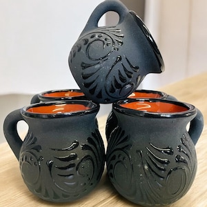 12 oz Mexican Hand Painted Clay Mug / barro / coffee mug / hot chocolate / tea
