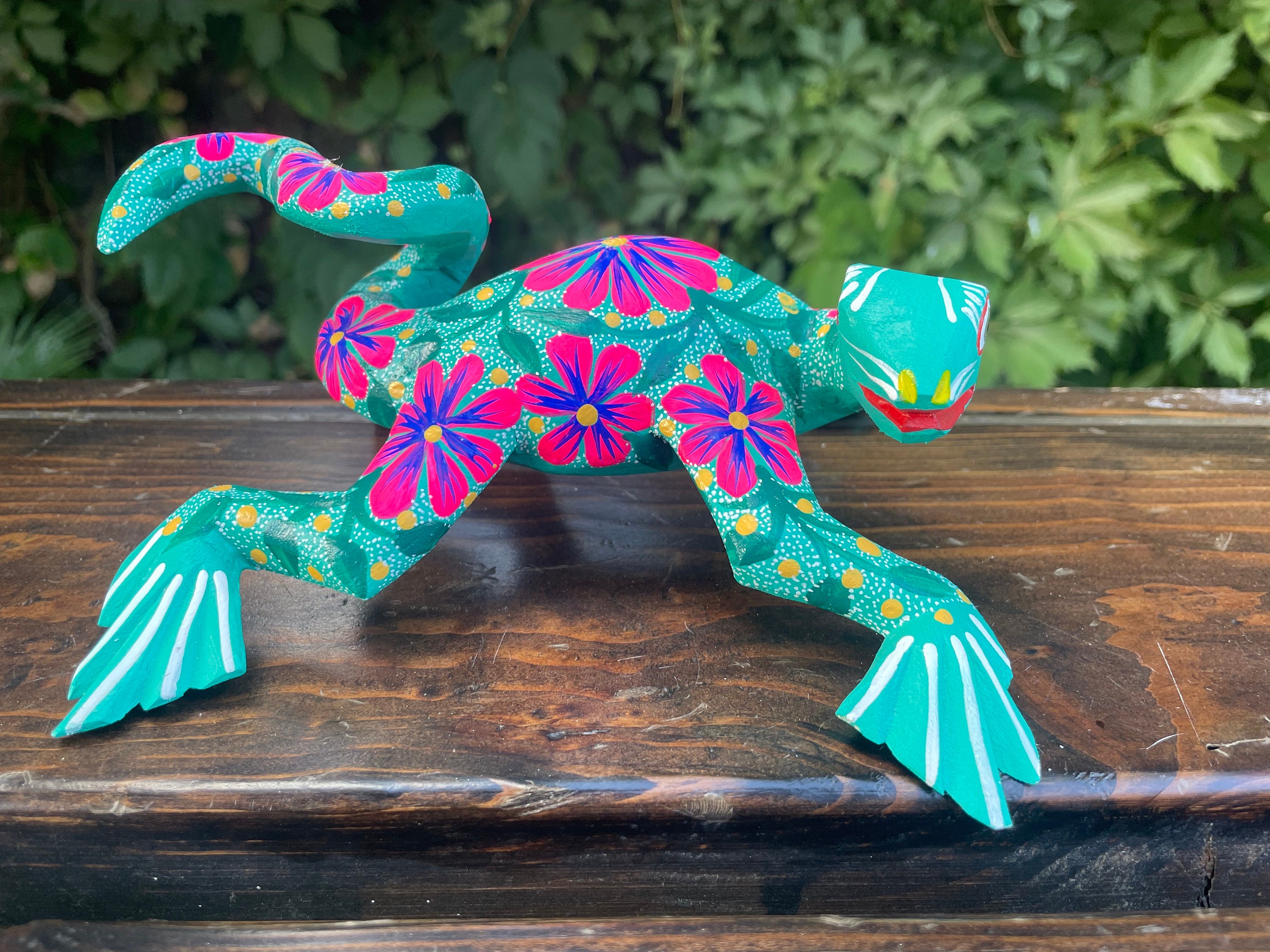 Large Lizard Alebrije. Oaxaca Mexico Folk Art, Original Wood
