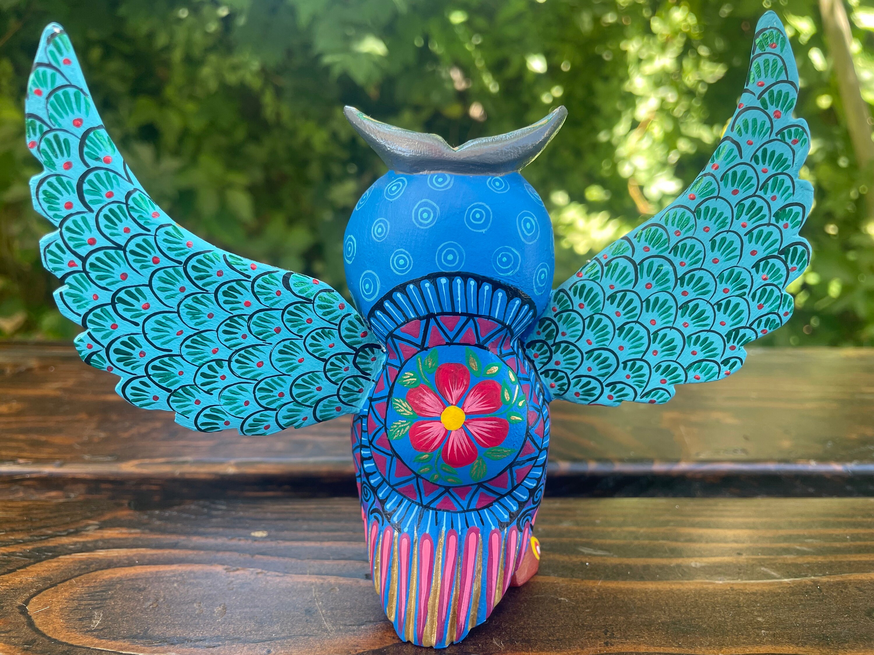 Alebrije Owl Large Signed – Hand Carved Oaxaca Wood Folk Art
