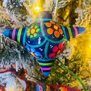 Large Mexican Talavera Christmas Ornaments.  Hand Painted Piñata Ornament. Vivid Colors!  Esferas Navideñas