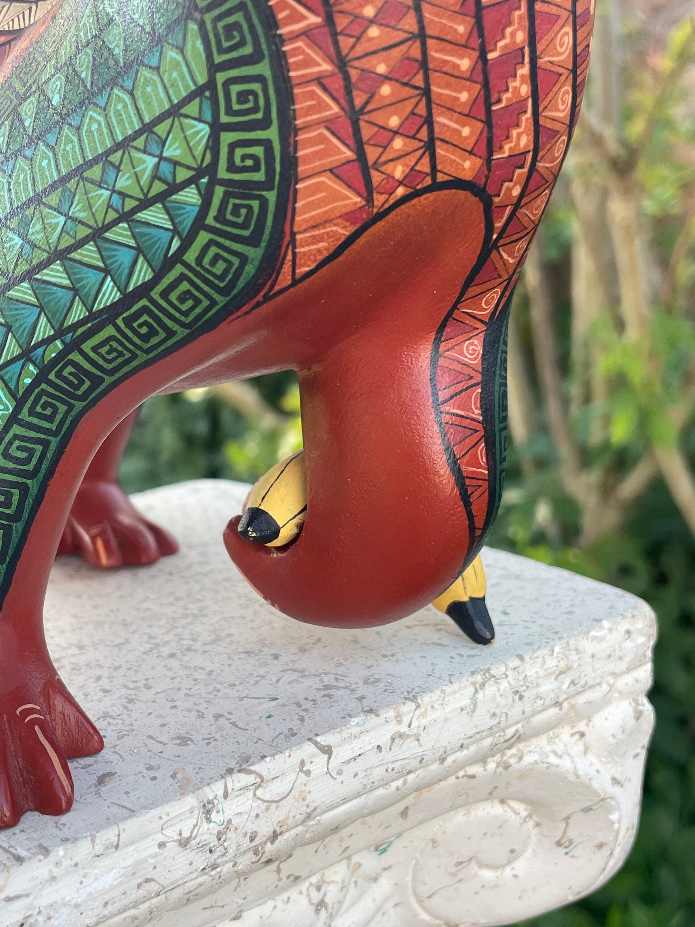 Alebrije Frida Monkey, Large Hand Painted Wood Carving From Oaxaca