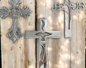 Large Pewter Cross Wall Art – Catholic Decor, Celtic, Holy Spirit, or Jesus