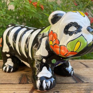 Mexican Talavera Pit Bull Dog Statue / Day of the Dead / Sugae