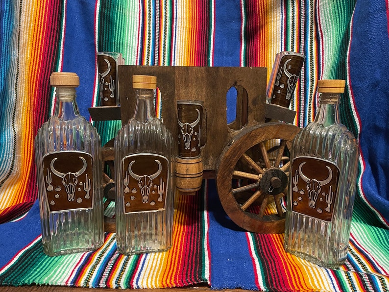 Mexican Tequila Gift Set / Decanter and Shot Glasses / Etsy