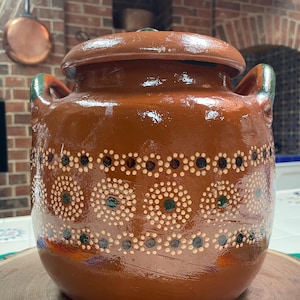 6.5 L Large Mexican  terra-cotta clay pot with lid / Olla de Barro