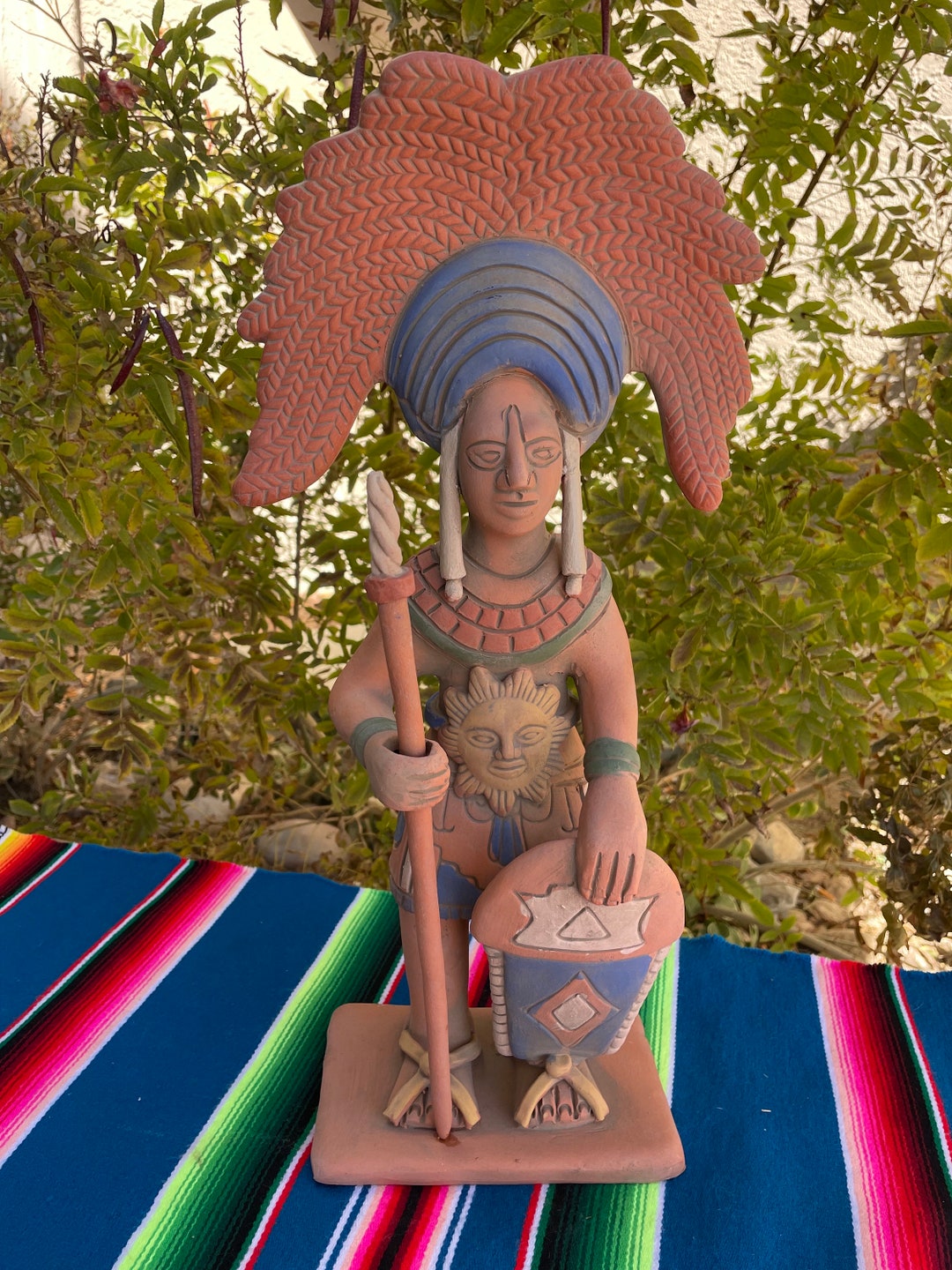 Large Maya / Mayan Warrior Statue. Aztec Warrior Sculpture. Made by