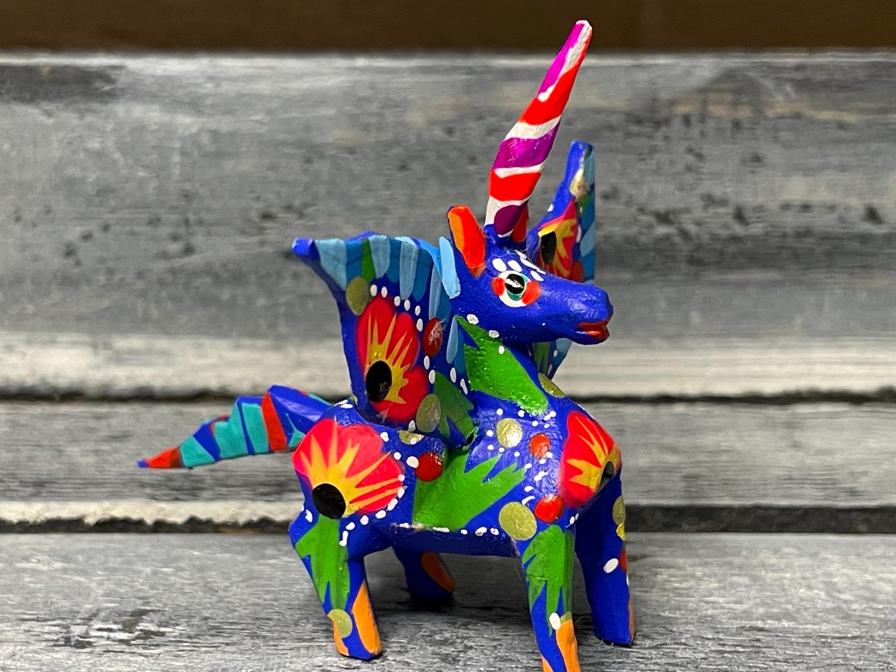 Alebrije Unicorn, Oaxaca Mexico Folk Art, Original Wood Sculpture