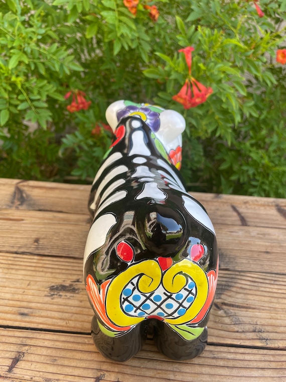 Mexican Talavera Pit Bull Dog Statue / Day of the Dead / Sugae