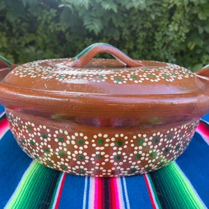 Mexican Terra Cotta Medium Lidded Cazuela Pot