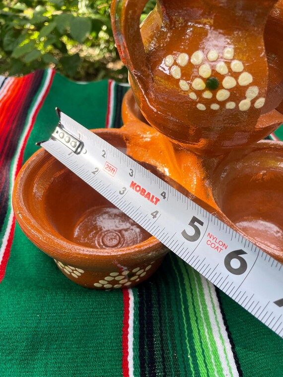 Beautiful Salsa and Napkin Centerpiece. Mexican Handmade Red Clay