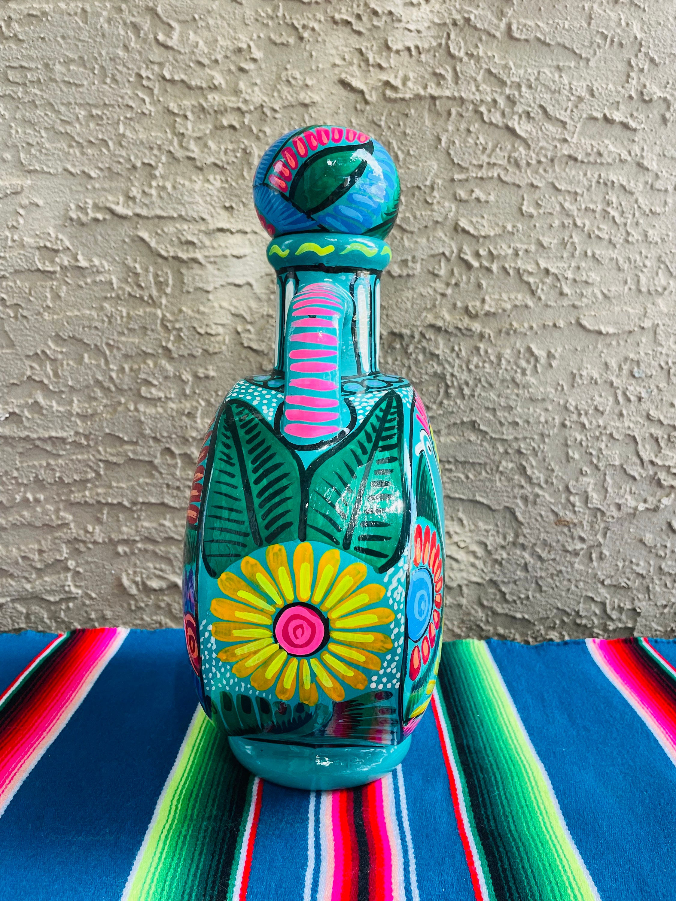 Mexican Cántaro Hand Painted – Clay Water Jug 3L Folk Art Pitcher