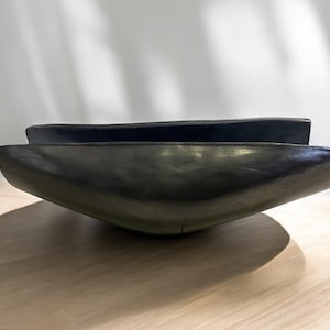 Elegant Barro Negro Vase.  Boat Shaped Vase.  Made in Mexico. Black Clay / Oaxaca Clay