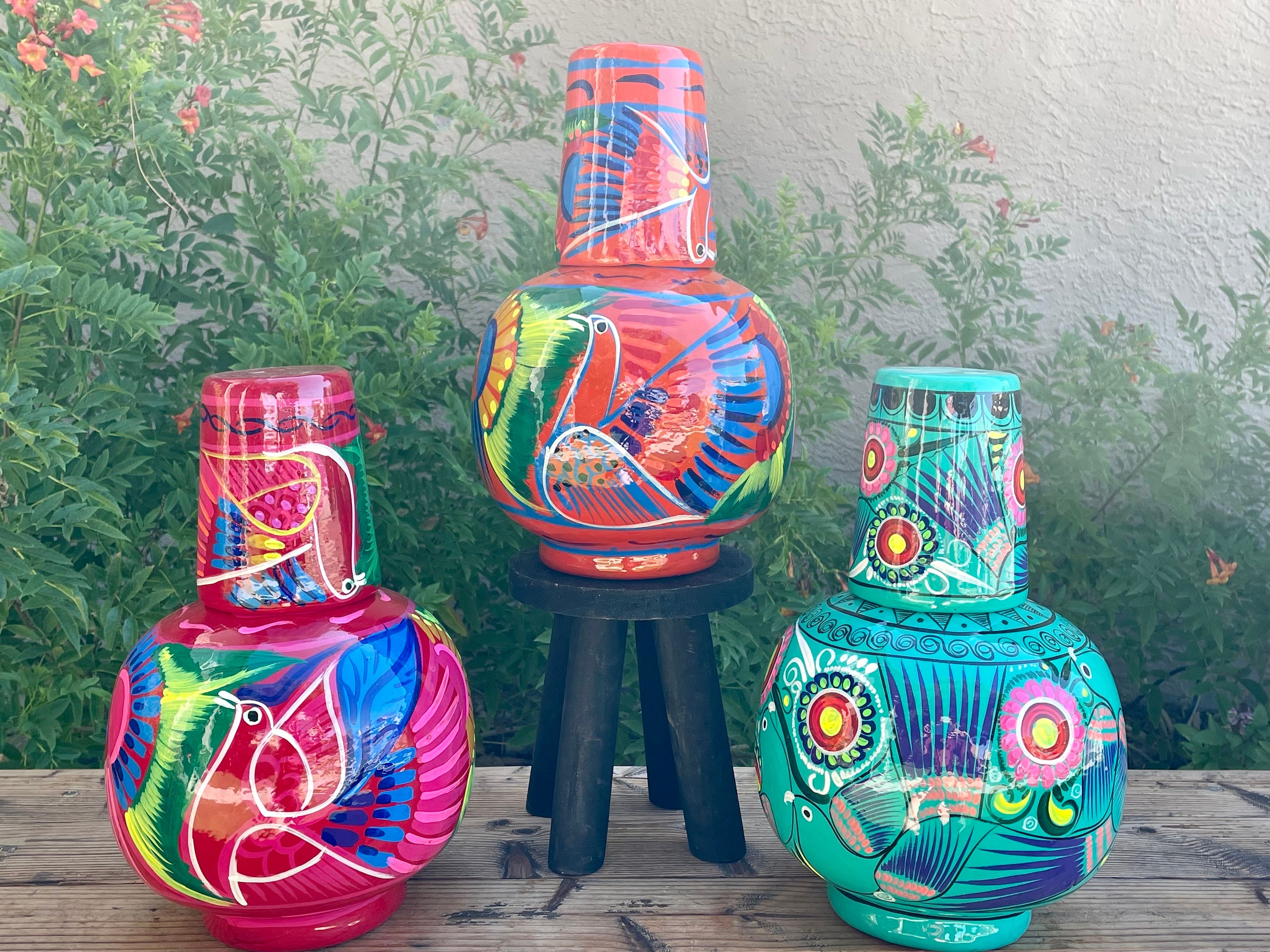 Large Cántaro Set, Beautifully Hand Painted Mexican Folk Art Large