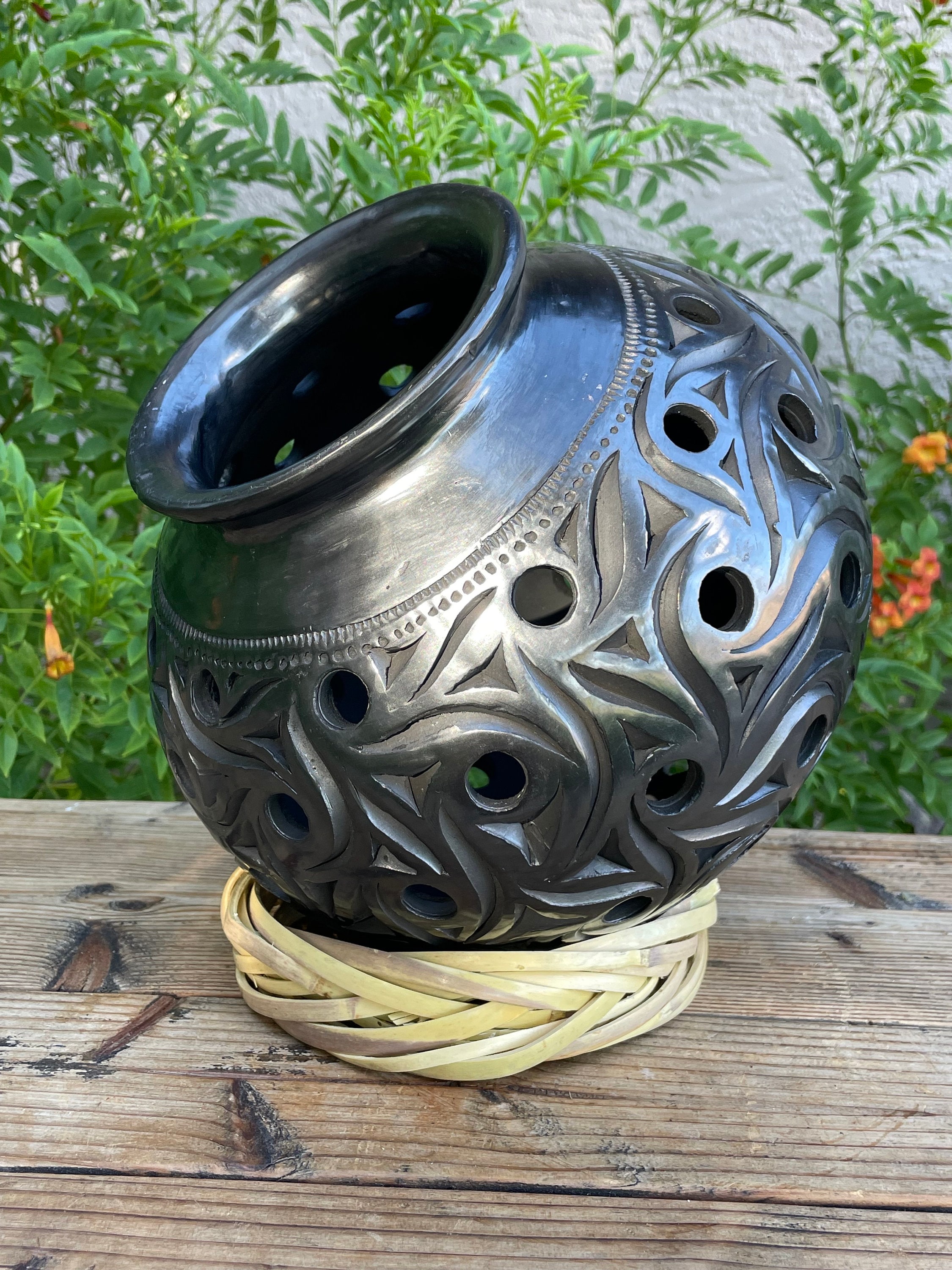 LARGE Beautiful Handmade Hand Carved Barro Negro Luminaria. Made