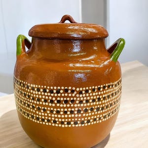 6.5 L Large Mexican  terra-cotta clay pot with lid / Olla de Barro