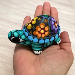 Colorful Mini Turtle Trinket Box. Hand Painted Mexican Folk Art. Colorful / vivid colors  Ring holder