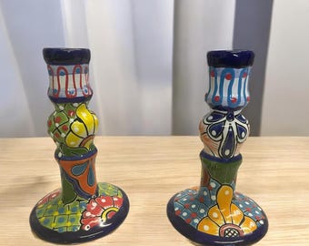 Talavera Candlestick Holder – Hand Painted Mexican Ceramic Candle Holder