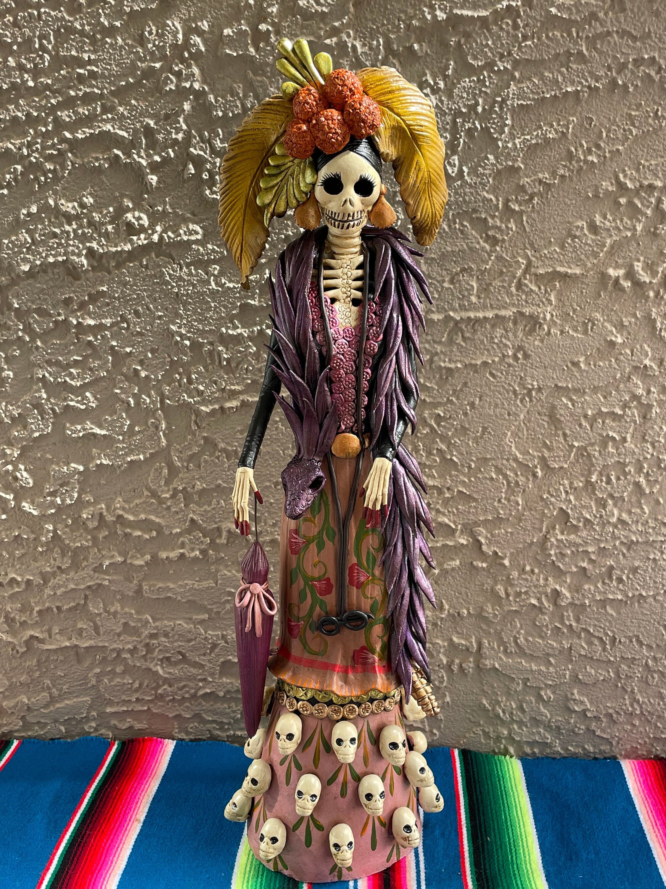 XL Catrina Melissa Wearing Feathered Serpant / Dia De Los Muertos