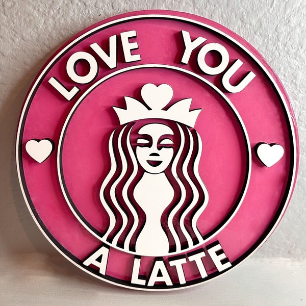 Love you a latte| interchangeable table top sign slider| wood sign| Valentine’s Day| Valentine decor| home decor| sign sitter|