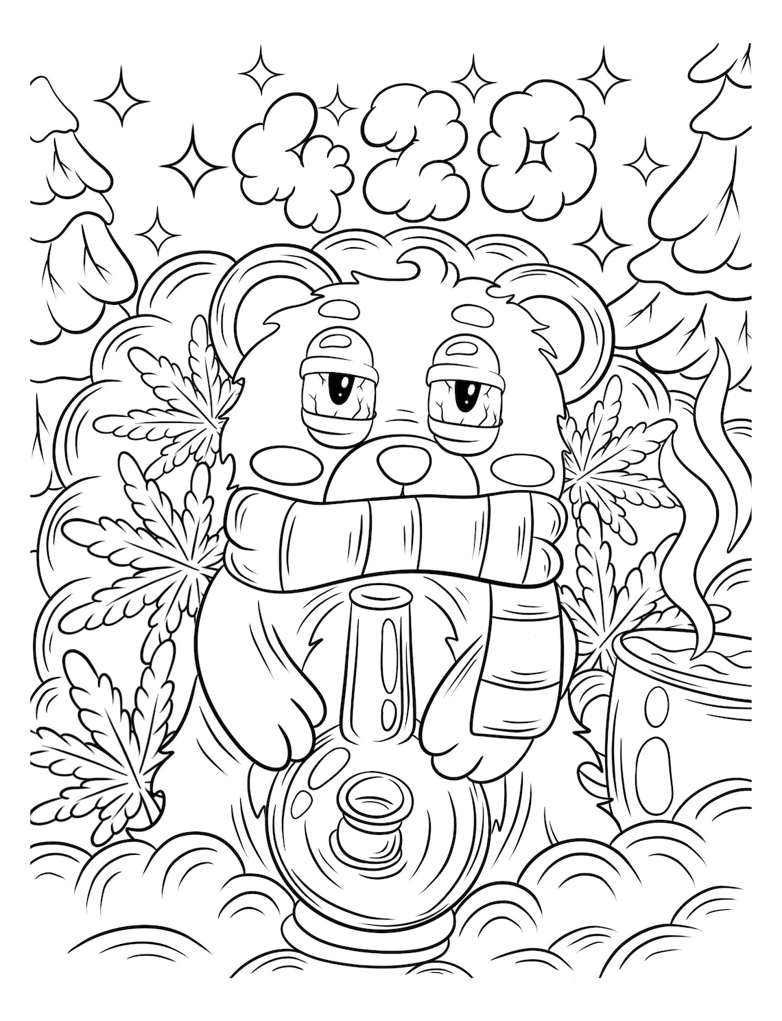 Stoned to the Bone, Digital Adult Coloring Book, Stoner Coloring Pages