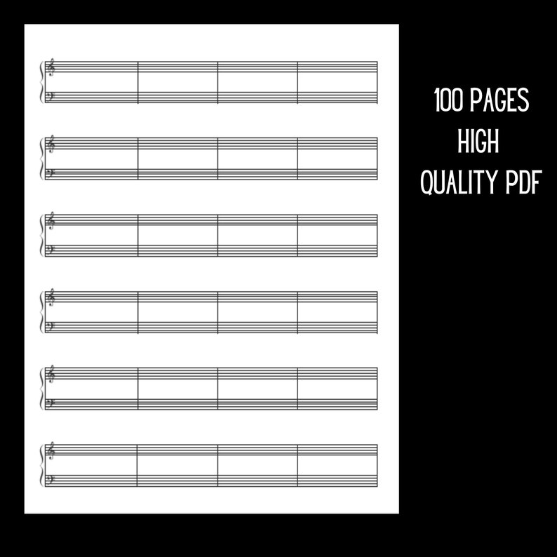 PRINTABLE Piano Manuscript Paper Etsy
