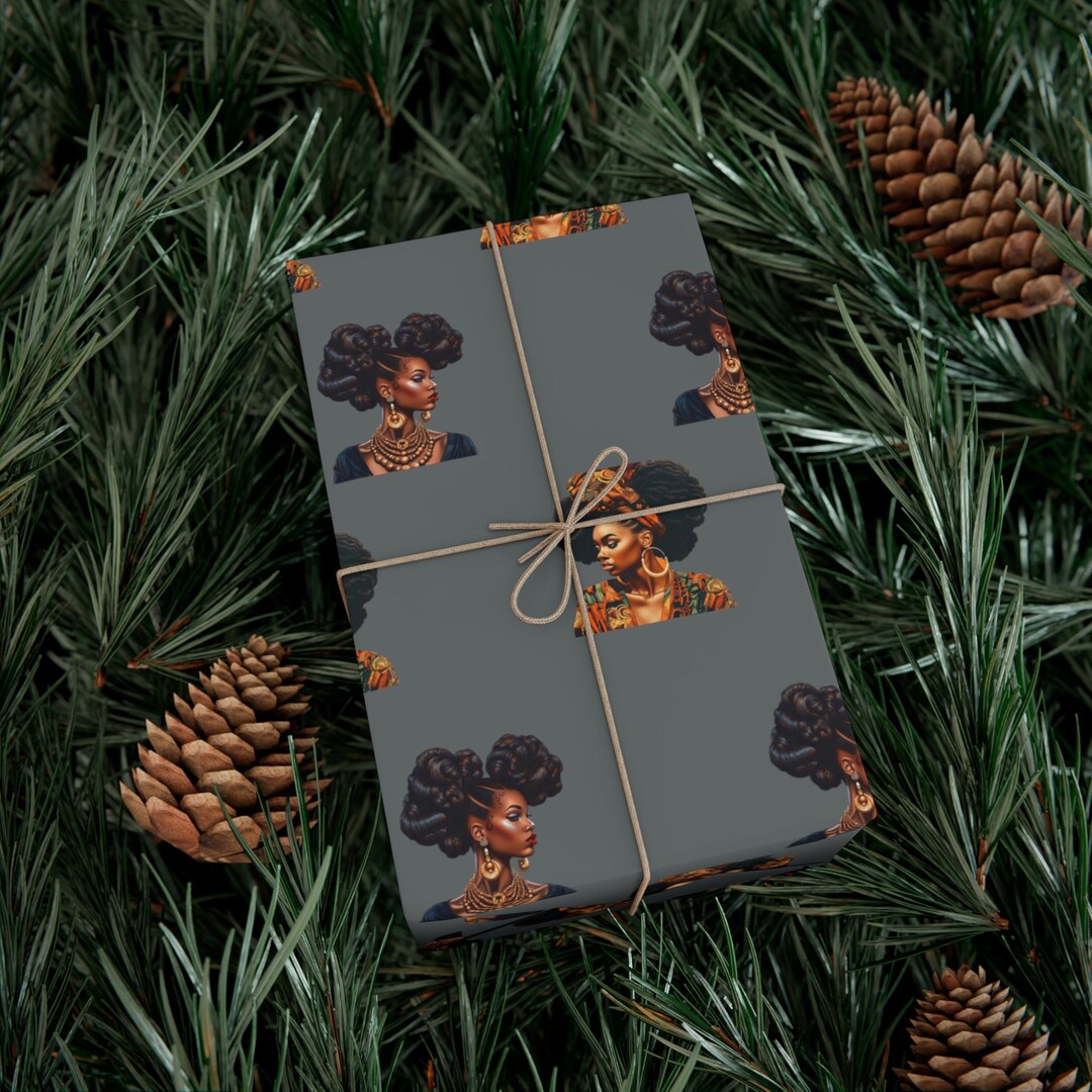 Head Wrap Black Girl Gift Wrap, Sustainable, Eco-friendly, African