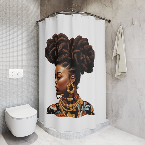Black Woman Shower Curtain Etsy