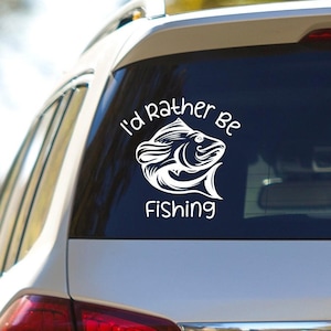 I&#39;d Rather Be Fishing, Fishing Car Decal, Fishing Sticker, Fishing Gift, Gift For Men, Master Baiter, Vinyl Decal For Car