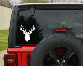 Deer Head Car Decal, Hunting Gift, Truck Window Sticker