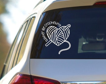 I'd Rather Be Crocheting Car Decal, Crochet Gift For Her, Knitting Decal, Knit Happens, Yarn Decal, Laptop Sticker, Tumbler Decal