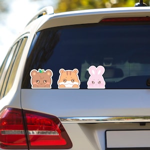 Cartoon Car Decal, Aniteez Gift, K pop Car Decal, K-pop Merch, Kawaii Kpop Gift, Vinyl Car Sticker For Him and Her