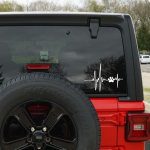 Dog Paw Heartbeat Vinyl Decal Sticker - 6.75" For Car Truck Window Bumper
