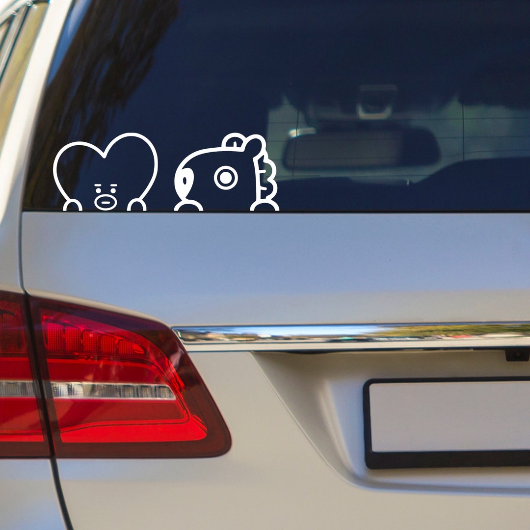 Cartoon Car Decal, BT21 Peeking, Kpop Car Decal, Kpop Gift, Kpop Merch