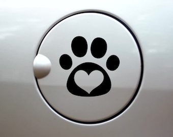 Dog Paw Heart Vinyl Decal – Gas Tank Sticker for Pet Lovers - Fur Mom/Dad