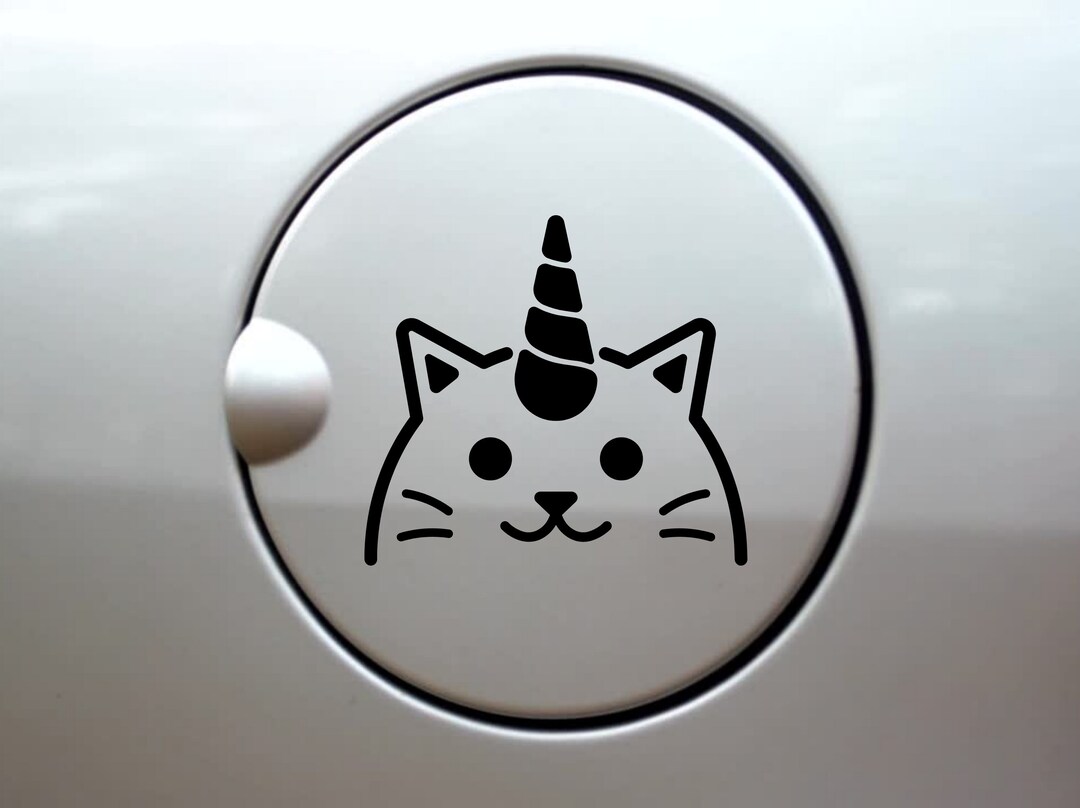 Unicorn Cat Car Decal: Vinyl Sticker, Gas Cap Decor - Etsy