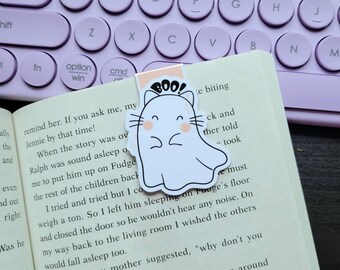 Magnetic Bookmark, Ghost Kitty, Book Lover Gift, Planner Clip - Stationery Accessories