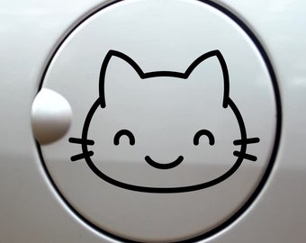 Cartoon Cat Gas Cap Decal: Kitty Vinyl Car Sticker, Cat Lover Gift, Kawaii