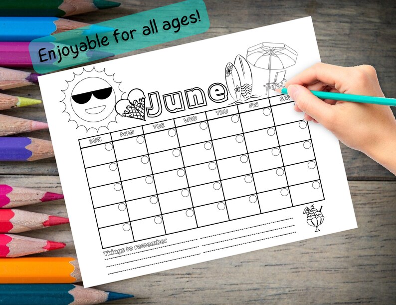 12 Month Printable Calendar for Kids Printable Calendar to Color ...