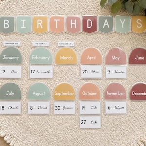 Calendrier d'anniversaires pastel pour la classe | Tableau d'anniversaires pour la classe (Téléchargement instantané)