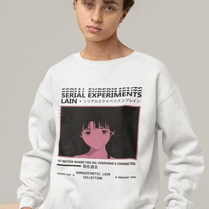 UNISEX - Serial Experiments Lain Anime Sweatshirt, Streetwear Fashion for Men Casual Fleece Black Pullover